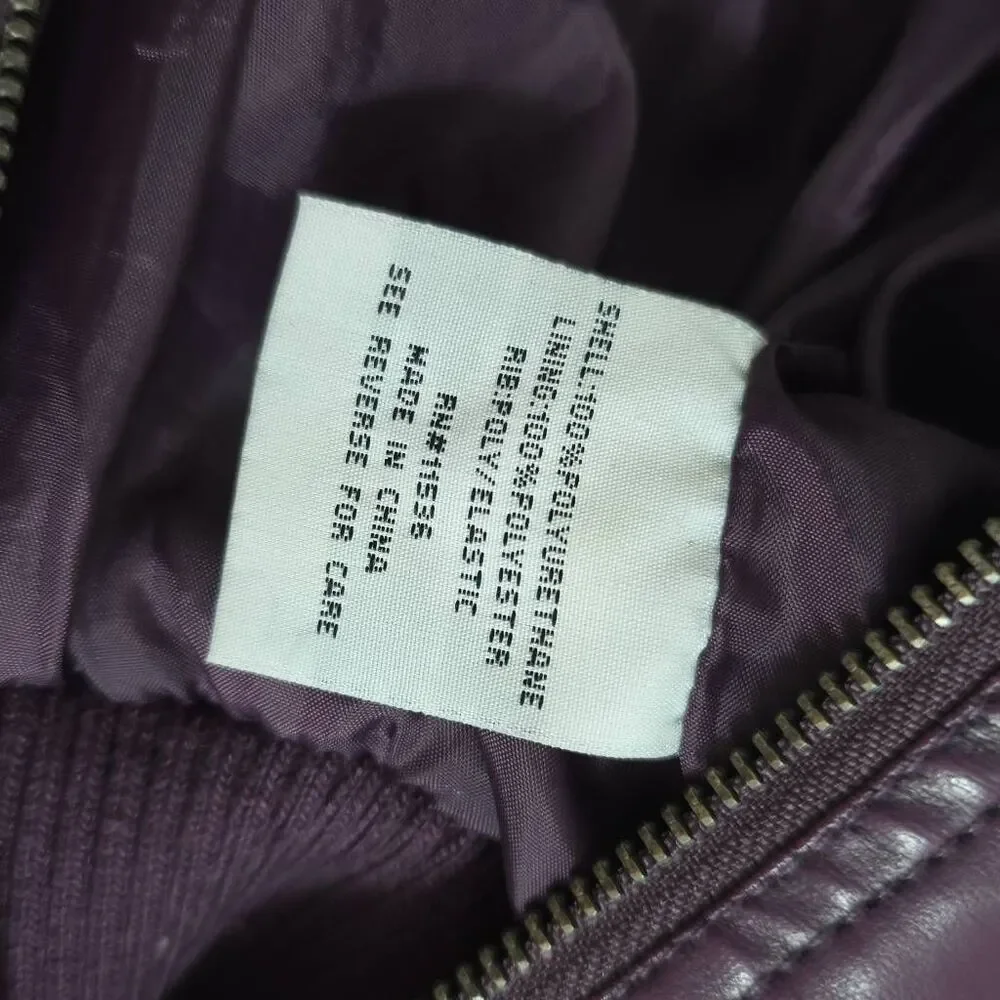 Beverly Hills Polo Club Girls Size 3T Purple Faux Leather Moto Full Zip Jacket
